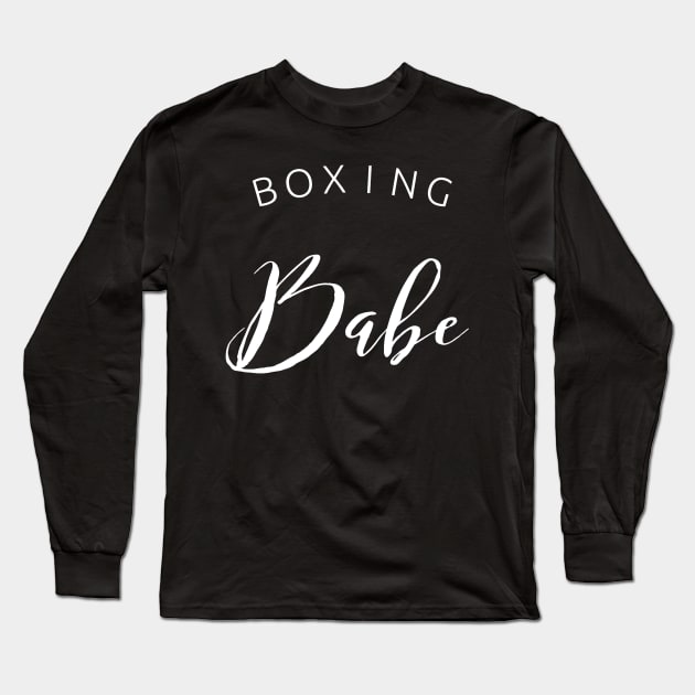 Boxing babe white fashion text female fighter design for women boxers Long Sleeve T-Shirt by BlueLightDesign